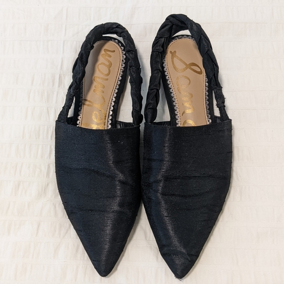 Pointed toe, black Sam Edelman satin loafers/mules in EUC - Picture 2 of 8